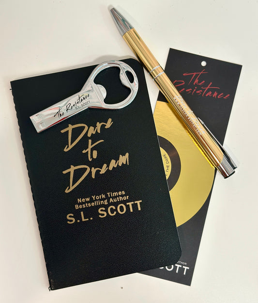 Dare to Dream - The Resistance Pack (Steel USB Drive, Gold Metal Pen, Metallic Gold/Matte Black Book Mark, Dare to Dream Notepad + Free Sticker)